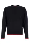Gucci Blue Crewneck Sweater With Web Trims In Wool Man