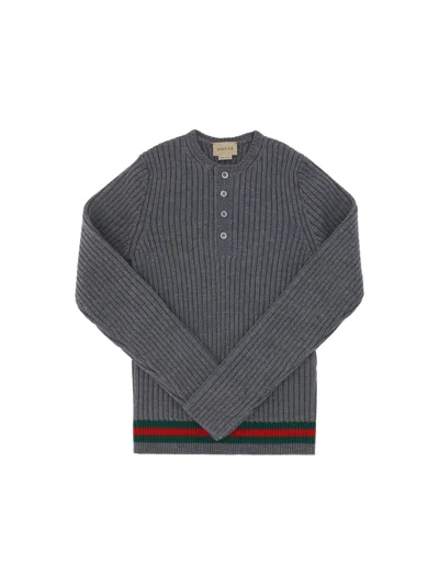 Gucci Kids' Sweater For Boy In Grey/green/red