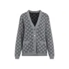 Gucci Wool Jacquard Cardigan With Gg Shadow In Gray