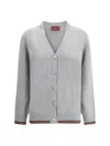 Gucci Wool And Cashmere Cardigan With Web Detail In Grey