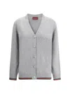 Gucci Wool And Cashmere Cardigan With Web Detail In Grey