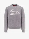 Gucci Logo Intarsia Wool Sweater In Grey