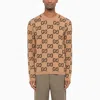 GUCCI GUCCI SWEATER IN WOOL GG CAMEL