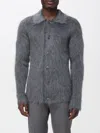 Gucci Men Grey Cardigan With Classic Collar And Brushed Effect In Mohair Blend Woman In Gray