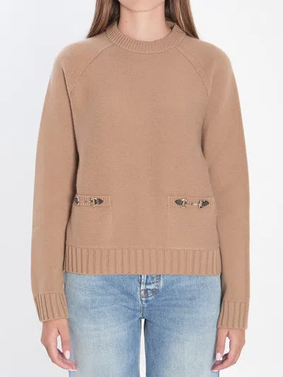 Gucci Sweater With Horsebit In Neutral