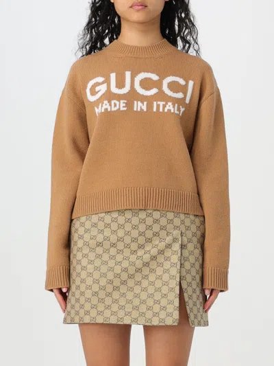 Gucci Intarsia Wool Top In Brown