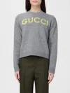 Gucci Wool Sweater With Embroidered Monogram In Gray