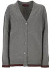 Gucci Grey V Neck Button Sweater In Gray
