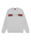 Gucci Men Grey Crewneck Sweatshirt With Logo Detail On The Front In Cotton Man In Gray