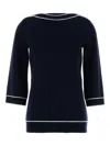 Gucci Oversize Wool Sweater With Contrast Trim And Button Detail In Blue