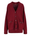 Gucci Wool And Cashmere V-necked Cardigan In Burgundy