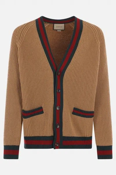Gucci Sweaters In Camel+green+red