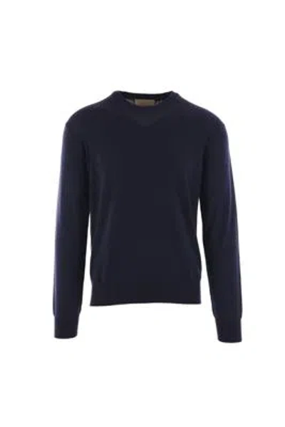 Gucci Sweaters In Dark Blue+ivory