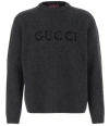 Gucci Logo-embroidered Ribbed Sweater In Gray