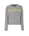 Gucci Women Wool Sweater With Embroidered Monogram In Gray