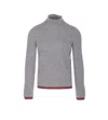 Gucci High Neck Turtleneck Sweater With Ribbed Trim In Gray