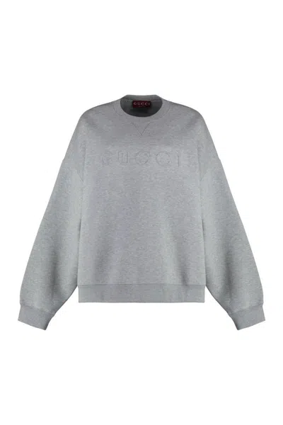 Gucci Cotton Jersey Embossed Sweatshirt In Grey