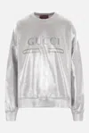 Gucci Laminated Jersey Sweatshirt With Logo In Grey+silver