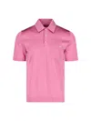 Gucci Pink Polo Shirt With Chest Pocket And Embroidered Logo On The Front In Fine Silk Knit Man In Pink