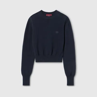 Gucci Sweatshirt Aus Baumwolle Mit Stickerei In Blue