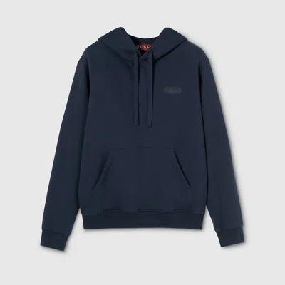 Gucci Cotton Jersey Sweatshirt With Label In Blue
