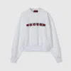 Gucci White Crewneck Sweatshirt With Logo Print And Web Detail In Cotton Woman In White