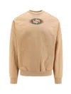 Gucci Beige Crewneck Sweatshirt With Interlocking G Shadow Print In Cotton Man In Beige