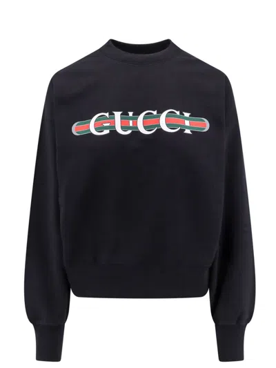 Gucci Black Logo-pritn Cotton Sweatshirt