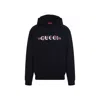 Gucci Men Blue Hoodie With Drawstring Hood And Logo Print On The Front In Jersey Man In Blue