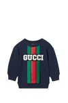 Gucci Blue Sweatshirt For Baby Boy With Logo In Blue