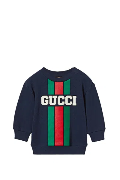 Gucci Blue Sweatshirt For Baby Boy With Logo