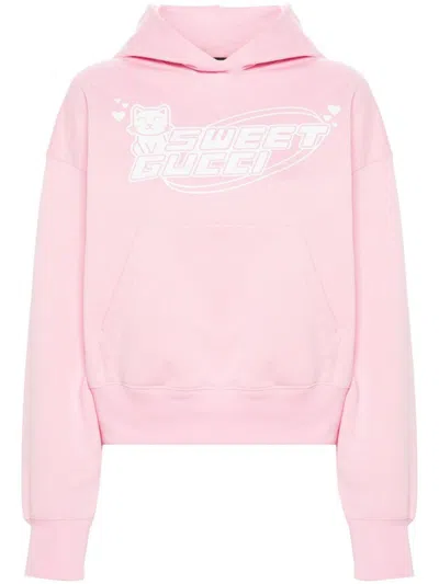 Gucci Cotton Jersey Sweatshirt With Print In Pink