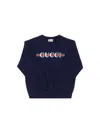 Gucci Blue Sweatshirt For Kids With Logo In Dark Night Sky