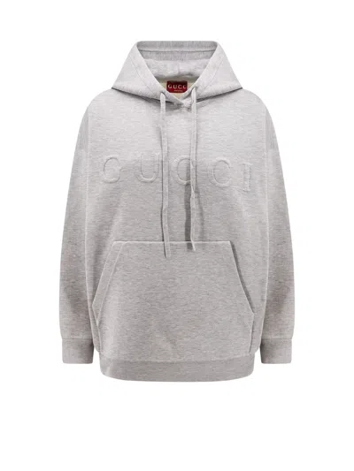 Gucci Sweatshirt With Embossed  Logo In Grey