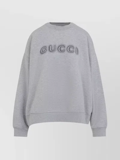 GUCCI SWEATSHIRT GREY COTTON DROPPED SHOULDERS