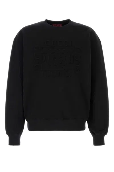 Gucci Men Brushed Cotton Jersey Sweatshirt With Logo In Black
