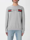 Gucci Men Grey Crewneck Sweatshirt With Logo Detail On The Front In Cotton Man In Gray