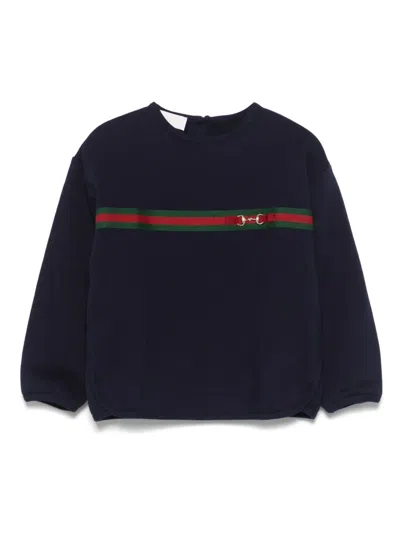 GUCCI WEB-DETAILED COTTON SWEATSHIRT