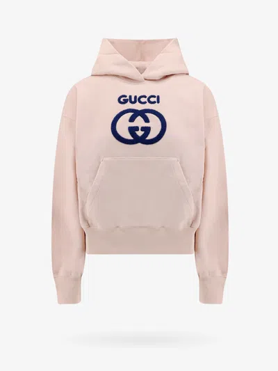 Gucci Cotton Jersey Sweatshirt With Embroidery In Soft Pink/mix