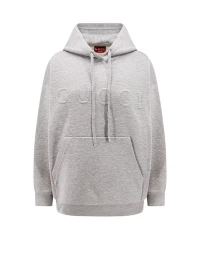 Gucci Sweatshirt With Embossed  Logo In Gray