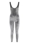 Gucci Women Stretch Chenille Jumpsuit With All-over Crystals In Animal Print