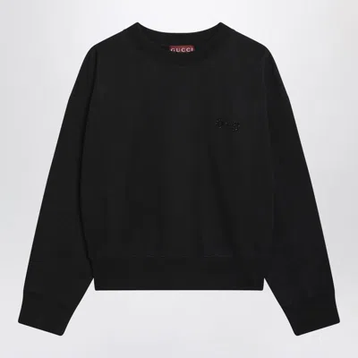 Gucci Black Sweatshirt With Horsebit Embroidery Women