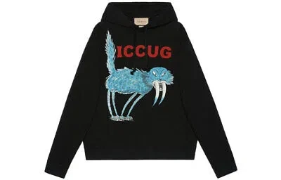 Pre-owned Gucci Sweatshirt With Iccug Animal Print By Freya Hartas 'black/multicolor'