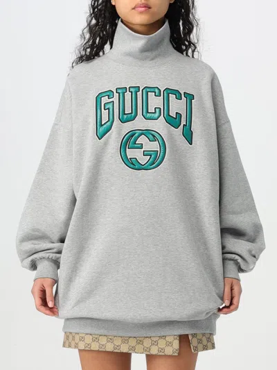 Gucci Interlocking G Cotton Jersey Sweatshirt In Grey