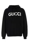 Gucci Men Black Hoodie With Embroidered Logo On The Front In Cotton Man In Black