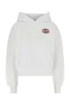 Gucci Cotton Sweatshirt With Hood And Kangaroo Pocket In White