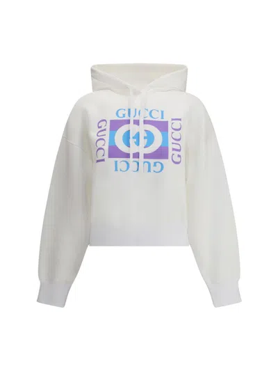 Gucci Women Printed Logo Hoodie In Gray