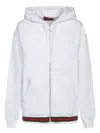 Gucci White Sweatshirt With Logo Imprinted On The Front And Web Detail On The Edge In Cotton Man In White
