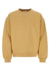 Gucci Camel-coloured Cotton Sweatshirt With Web Ribbon In Yellow