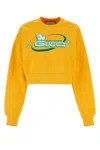 Gucci Crew Neck Cropped Sweatshirt With Graphic Print In Yellow